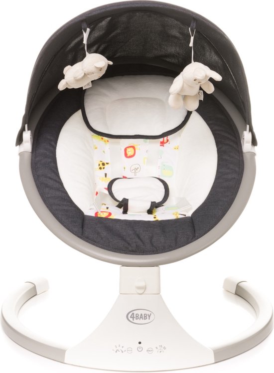 4Baby Rock 'n Relax Graphite - Babyschommel - Elektronische BabySwing - 5 Snelheden - Inclusief Accessoires