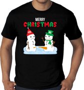 Grote maten Merry Christmas sneeuwpoppen mijne is groter fout Kerst t-shirt - zwart - heren - Kerstkleding / Kerst shirt XXXL