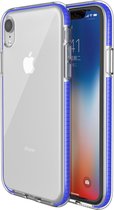 Peachy Beschermend gekleurde rand hoesje iPhone XR Case TPE TPU back cover - Blauw