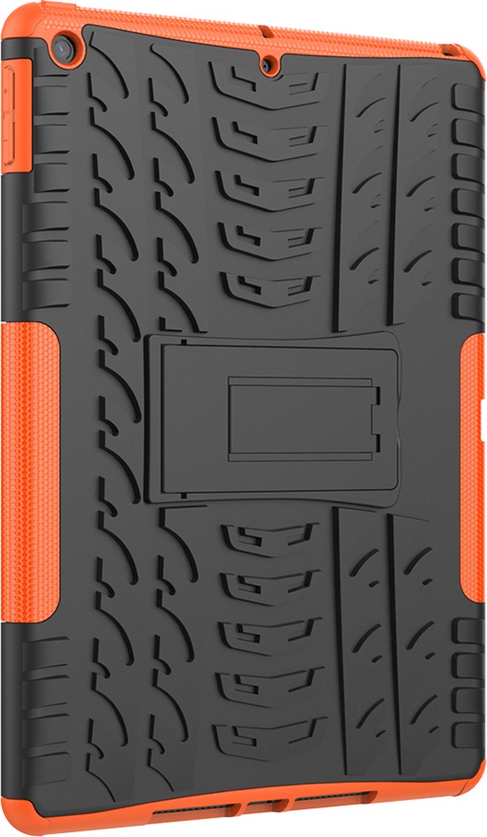 Peachy Bandprofiel hoes grip kickstand TPU kunststof geschikt voor iPad 10.2 inch - Oranje