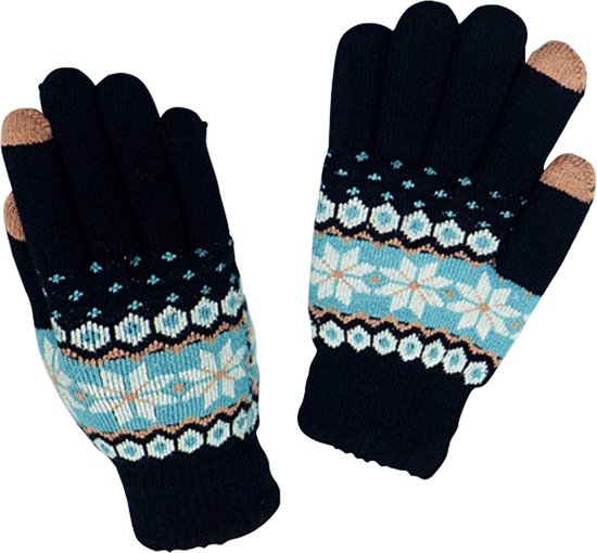 Peachy Winter touchscreen handschoenen sneeuwvlok blauw wol