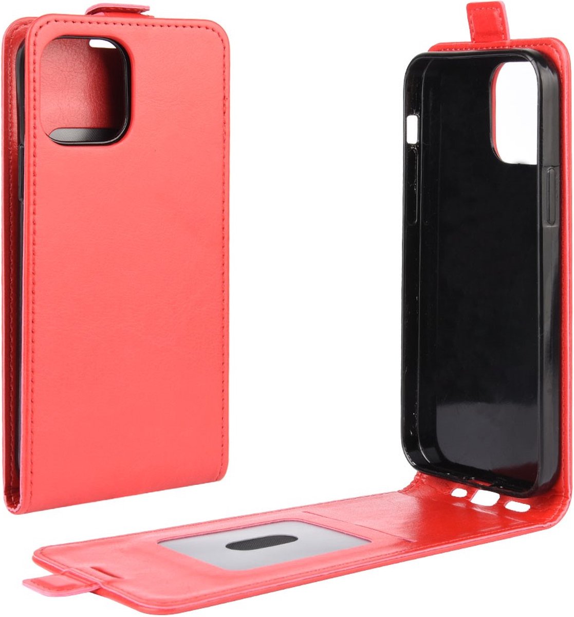 Peachy Flip case kunstleer hoesje geschikt voor iPhone 12 en iPhone 12 Pro - rood