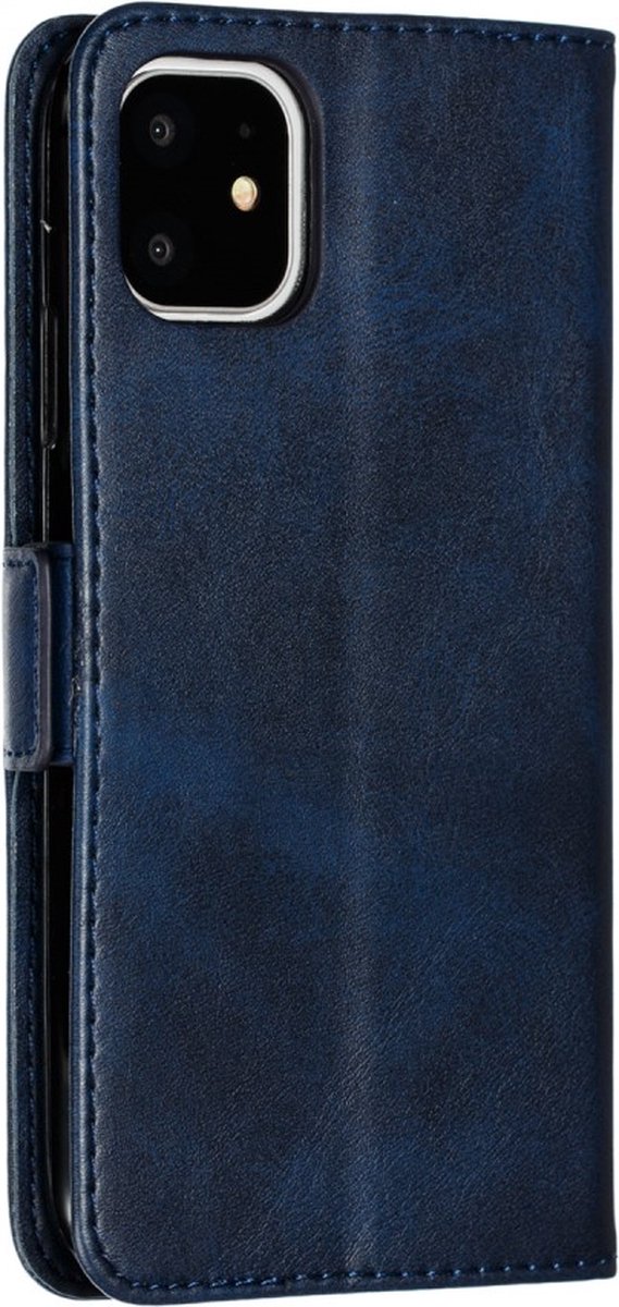 Peachy Leren Wallet Bookcase hoesje portemonnee geschikt voor iPhone 11 - Blauw