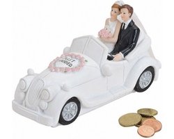 Just married trouwauto spaarpot bruiloft artikelen 16 cm