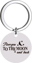 Fako Bijoux® - Sleutelhanger I Love You To The Moon And Back - Cadeau - Geschenk - Zilverkleurig