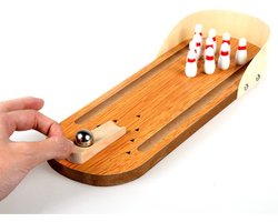 Peachy Bowlingspel cadeau met Knikker Kegels Pins - Bowlingbaan Hout