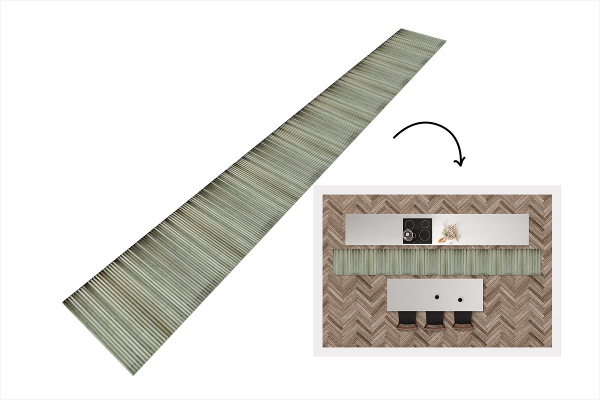 KitchenYeah Keukenloper - Keukenmat - Retro - Industrieel - Golfplaat - Patronen - 400x50 cm - Keuken vloerkleed Multicolor