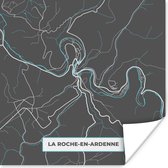 Poster Stadskaart – Grijs - Kaart – La Roche en Ardenne – België – Plattegrond - 30x30 cm