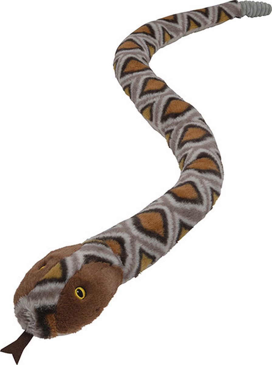 Nature Planet Pluche dieren knuffels - gevlekte ratelslang - 150 cm - slangen - bruin