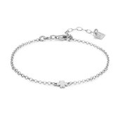 Twice As Nice Armband in zilver, klavertje 16 cm+3 cm