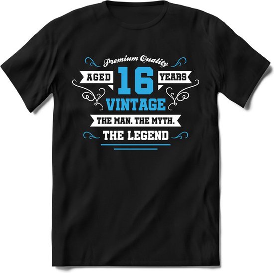 16 Jaar Legend - Feest kado T-Shirt Heren / Dames - Wit / Blauw - Perfect Verjaardag Cadeau Shirt - grappige Spreuken, Zinnen en Teksten. Maat S