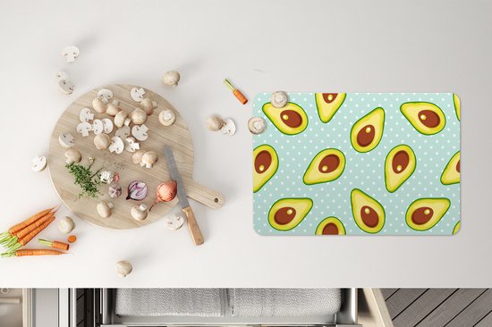 Set de table - Napperons en plastique - Avocat - Motifs - Pois - 45x30 cm - 6 pièces - Résistant à la chaleur - Antidérapant - Sous-couche - Amovible