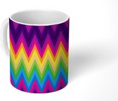 Mok - Koffiemok - ZigZag - Patronen - Regenboog - Mokken - 350 ML - Beker - Koffiemokken - Theemok