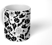 Mok - Koffiemok - Halloween - Symbolen - Zwart Wit - Patronen - Mokken - 350 ML - Beker - Koffiemokken - Theemok