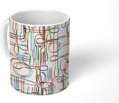 Mok - Koffiemok - Bestek - Patronen - Regenboog - Line Art - Mokken - 350 ML - Beker - Koffiemokken - Theemok
