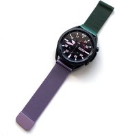 Milanees Smartwatch bandje - Geschikt voor Samsung Galaxy Watch 3 Milanese band 45mm - paars/groen - Strap-it Horlogeband / Polsband / Armband