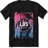 Los Angeles | TSK Studio Zomer Kleding  T-Shirt | Roze - Blauw | Heren / Dames | Perfect Strand Shirt Verjaardag Cadeau Maat L