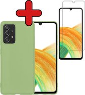 Hoesje Geschikt voor Samsung A33 Hoesje Siliconen Case Hoes Met Screenprotector - Hoes Geschikt voor Samsung Galaxy A33 Hoes Cover Case - Groen