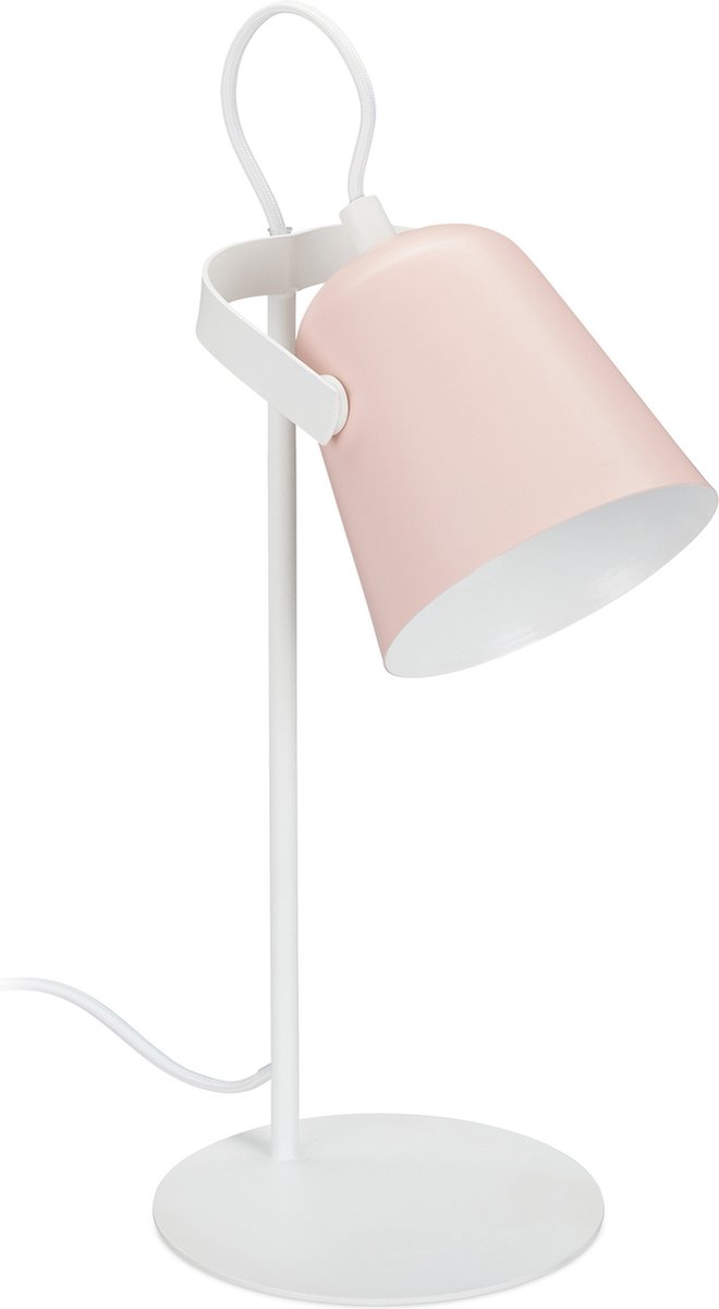 Relaxdays bureaulamp metaal - kantelbare lampenkap - 39x15 cm - tafellamp nachtkastje E14 - roze