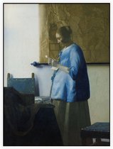 Brieflezende vrouw in blauw, Johannes Vermeer - Foto op Akoestisch paneel - 120 x 160 cm