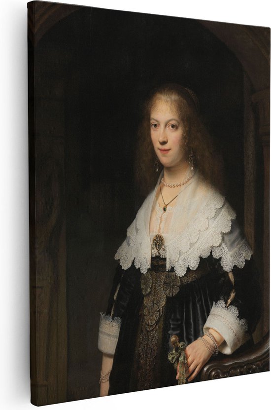 Artaza Canvas Schilderij Portret van een Vrouw - Maria Trip - Rembrandt van Rijn - 40x50 - Poster Foto op Canvas - Canvas Print