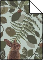 Proefstaal ESTAhome behang bosdieren mintgroen en groen - 139411 - 26,5 x 21 cm