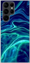 Coque Samsung Galaxy S22 Ultra - Design créatif bleu marine avec lignes vertes - Coque en Siliconen pour téléphone -