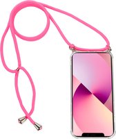 H.K. backcover/achterkant/hoesje met koord roze geschikt voor Apple iPhone XR + Glasfolie