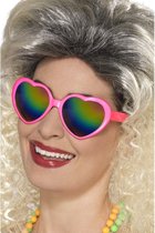 4x stuks roze hartjes bril voor volwassenen - Feestbrillen/party brillen/foute party/gay pride thema