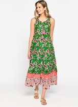 LOLALIZA Maxi-jurk met bloemenprint - Groen - Maat XL