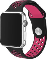 Mobigear Active Siliconen Bandje Geschikt voor Apple Watch Series 5 (44 mm) - Zwart / Magenta