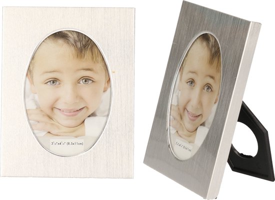 2x stuks aluminium fotolijst zilver ovaal geschikt voor een foto van 5,5 x 8 cm - Fotolijstjes