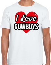 I love Cowboys verkleed t-shirt wit - heren - Western/ Wilde westen thema verkleed outfit / kleding XXL