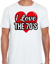 I love 70s verkleed t-shirt wit voor heren - discoverkleed / party shirt - Cadeau voor een jaren 70/ seventies liefhebber S
