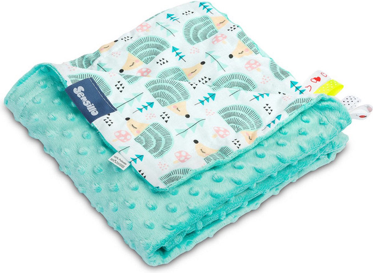 Sensillo - Licht Minky Deken - Hedgehogs Mint 75X100