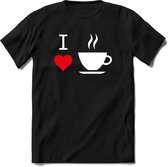 I love koffie T-Shirt Heren / Dames - Perfect koffie ochtend Shirt cadeau - koffiebonen spreuken teksten en grappige zinnen Maat M