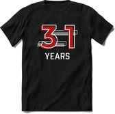 31 Years - Feest kado T-Shirt Heren / Dames - Rood / Grijs - Perfect Verjaardag Cadeau Shirt - grappige Spreuken, Zinnen en Teksten. Maat S