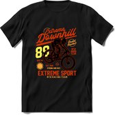 Extreme Downhill | TSK Studio Mountainbike kleding Sport T-Shirt | Oranje - Geel | Heren / Dames | Perfect MTB Verjaardag Cadeau Shirt Maat XXL