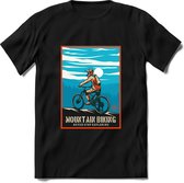 Mountain Biking | TSK Studio Mountainbike kleding Sport T-Shirt | Blauw - Oranje | Heren / Dames | Perfect MTB Verjaardag Cadeau Shirt Maat XL