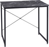 Kantoor Tafel Van Hout Met Ijzer Frame In Desktop Design Zwart Marmer