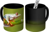 Magische Mok - Foto op Warmte Mok - Roodoogmakikikker op bamboe - 350 ML - Uitdeelcadeautjes