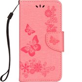Mobigear Telefoonhoesje geschikt voor Apple iPhone XS Hoesje | Mobigear Butterfly Bookcase Portemonnee | Pasjeshouder voor 2 Pasjes | Telefoonhoesje voor Pinpas / OV Kaart / Rijbewijs - Roze