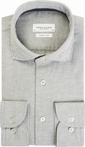 Profuomo slim fit overhemd - Oxford katoen met linnen - groen - Strijkvriendelijk - Boordmaat: 43