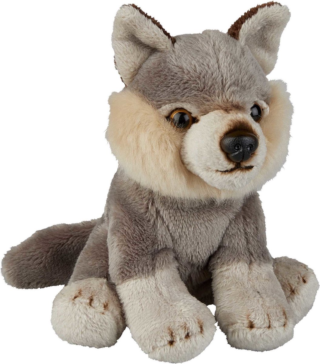 Ravensden knuffel Wolf - grijs - 15 cm - pluche wolven knuffelbeesten