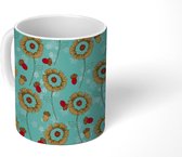 Mok - Koffiemok - Bohemian - Bloemen - Retro - Design - Mokken - 350 ML - Beker - Koffiemokken - Theemok