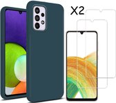 Hoesje Geschikt Voor Samsung Galaxy A33 hoesje silicone soft cover Pine Groen - Hoesje Geschikt Voor Samsung Galaxy A33 5G Silicone colour hoesje - Galaxy A33 case Liquid Nano Silicone cover - A33 Screenprotector 2 pack