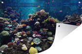 Tuindecoratie Aquarium met tropische vissen en koralen - 60x40 cm - Tuinposter - Tuindoek - Buitenposter