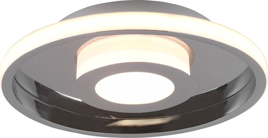 LED Plafondlamp - Badkamerlamp - Torna Asmaya - Opbouw Rond 28W - Spatwaterdicht IP44 - Dimbaar - Warm Wit 3000K - Mat Chroom - Aluminium