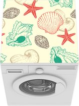 Wasmachine beschermer - Wasmachine mat - Schelpen - Zeester - Strand - Vintage - Patroon - 60x60 cm - Droger beschermer
