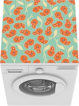 Wasmachine beschermer mat - Retro - Bloemen - Design - Oranje - Breedte 60 cm x hoogte 60 cm